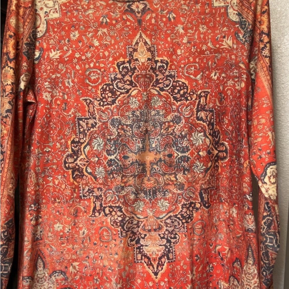 Source Unknown Orange Paisley Medallion Blouse
